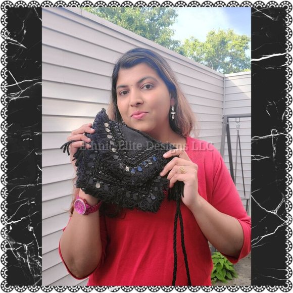 New boutique Handmade Black Crossbody Bag - Sling Style Beaded Se… - Picture 4 of 7